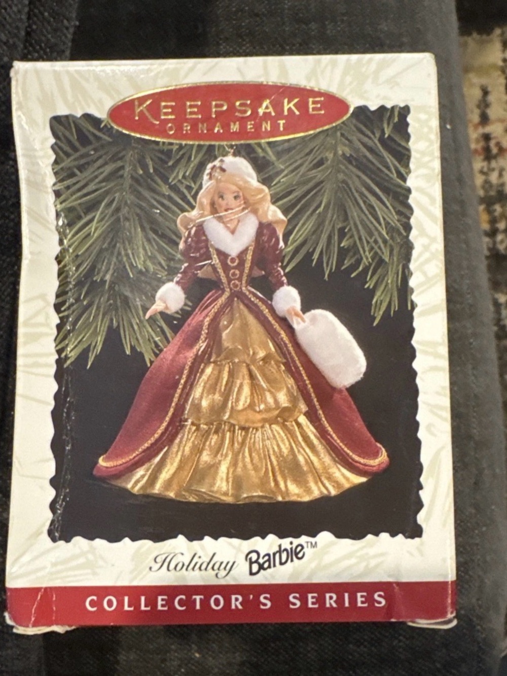Hallmark Holiday Barbie Ornament in Burgundy and Gold